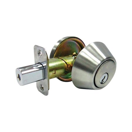 MUEBLES PARA EL HOGAR Satin Stainless Steel Metal Single Cylinder Deadbolt - ANSI Grade 3, 1.75 in. MU1681611